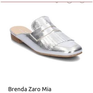 NNW Brenda Zaro Silver Mules, Size 7.5, purchased from Gump’s